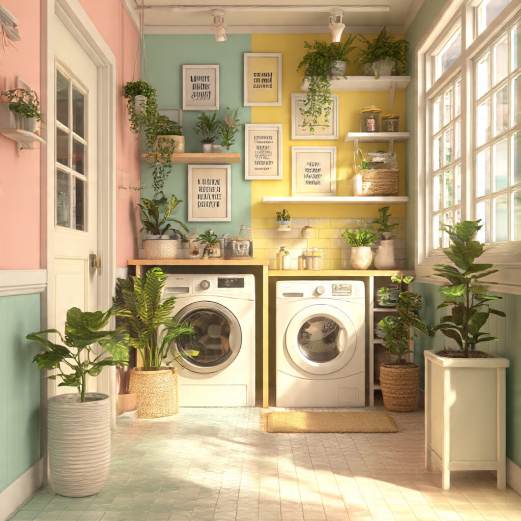 26 Smart Laundry Room Makeover Ideas for Any Budget 4 Adding Creative Wall Art