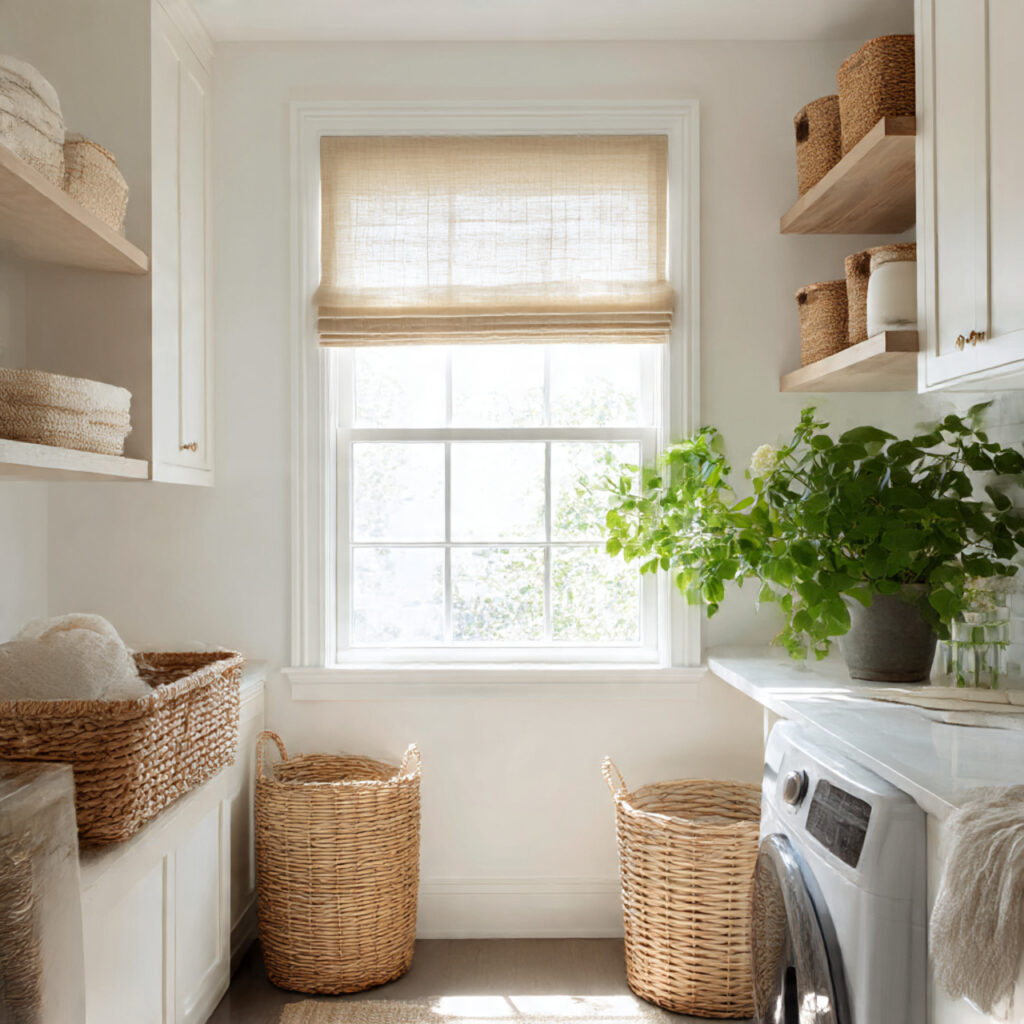 26 Smart Laundry Room Makeover Ideas for Any Budget 24 Adding a Window Treatment for Natural Light