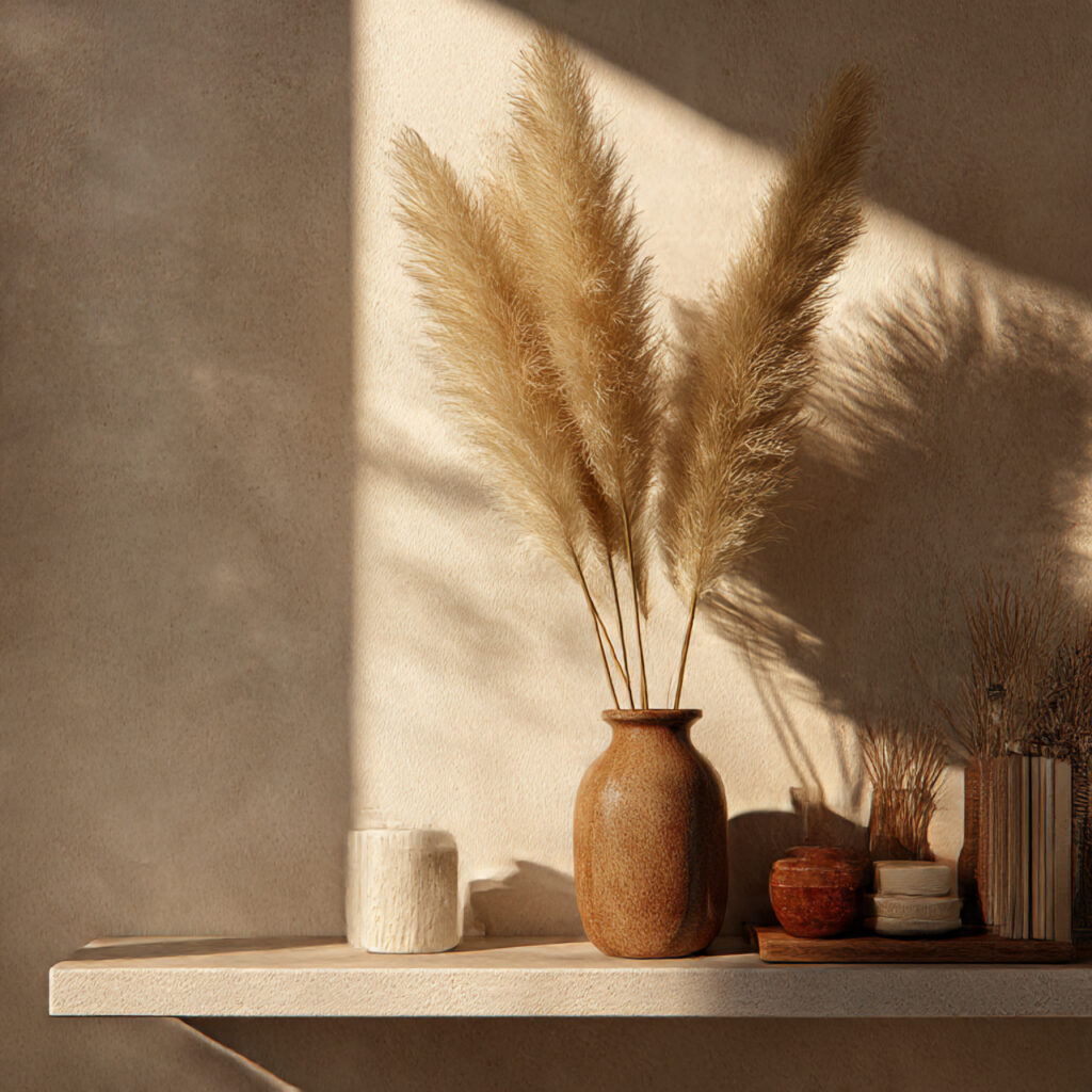 Adding pampas grass decor
