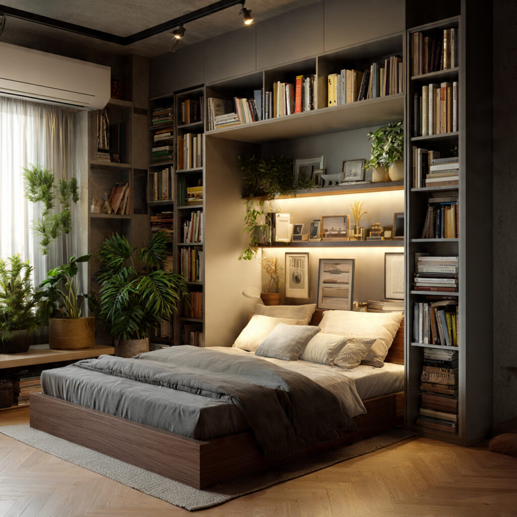 27 Best Bedroom Headboard Ideas for Every Style 8 Bookcase Headboard Storage Solutions