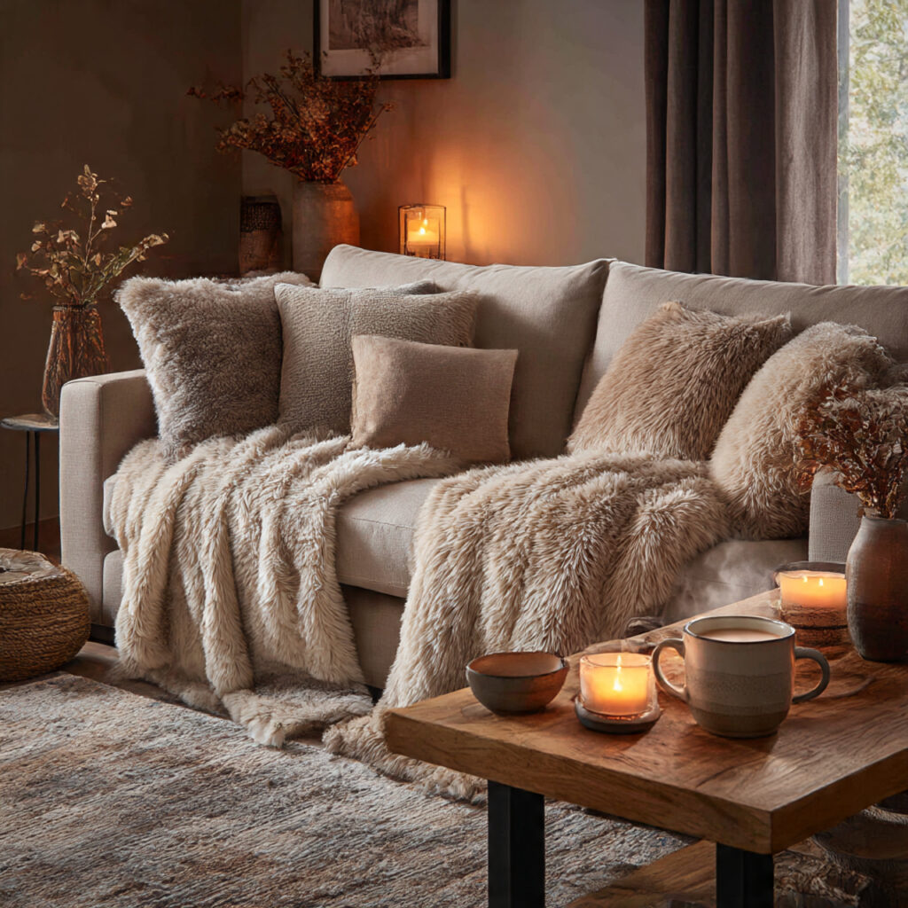 How to Create Stunning Winter Decor at Home 1 Cozy Faux Fur Throws