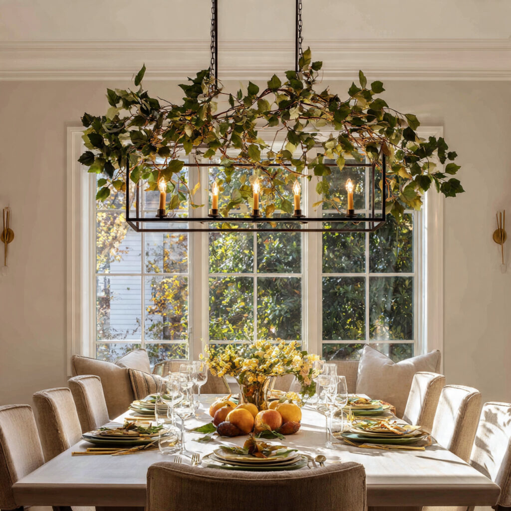 Dining Room Chandelier Greenery
