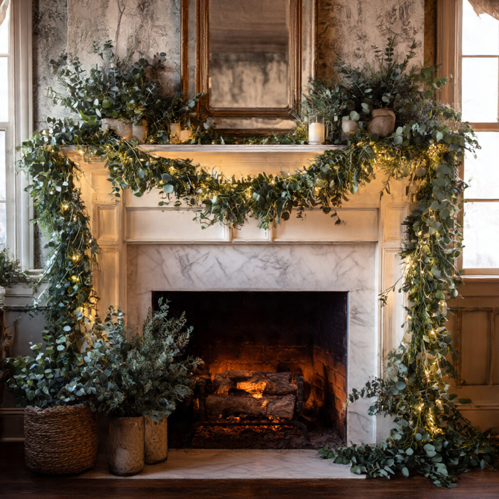 How to Create Stunning Winter Decor at Home 2 Evergreen Mantel Garlands