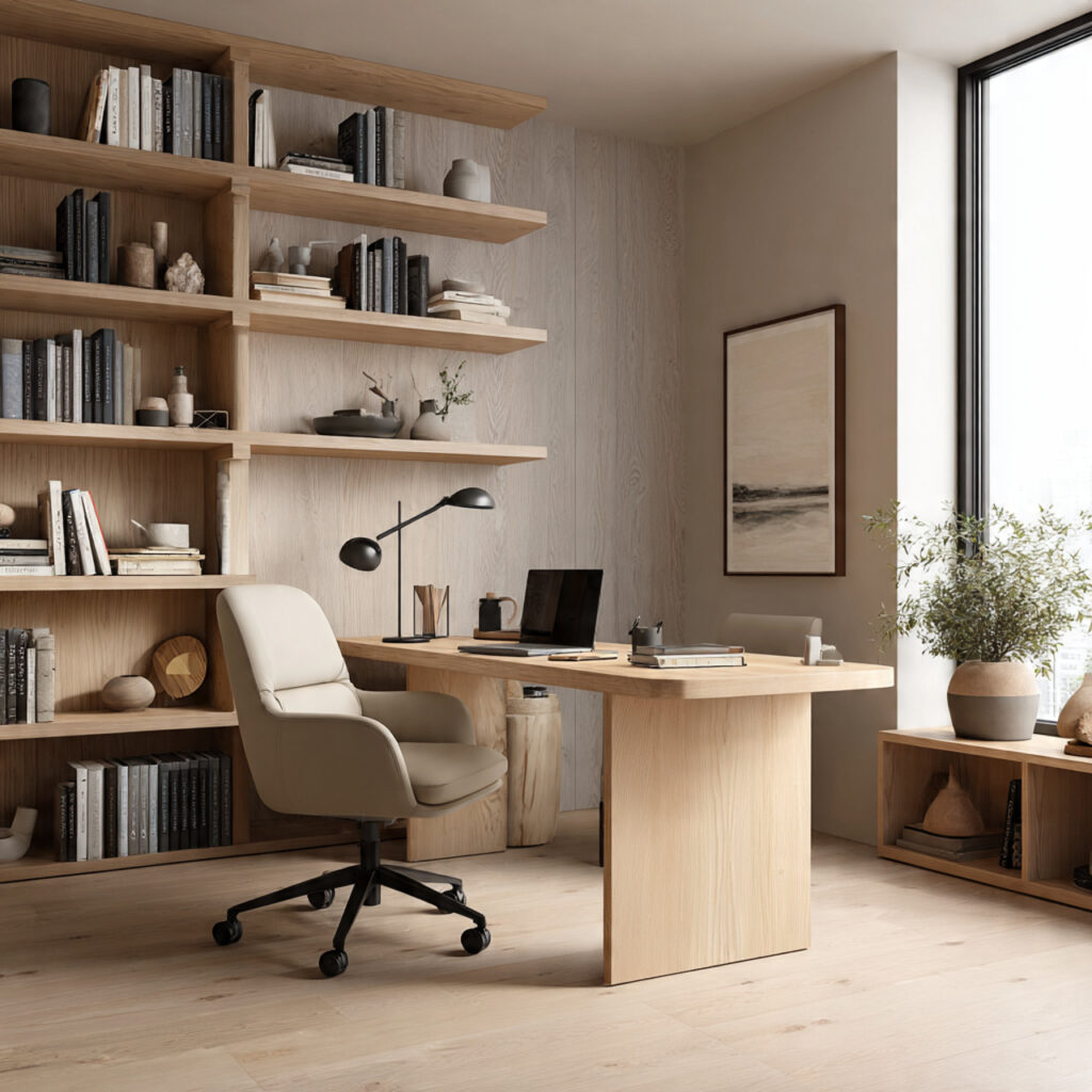 Create the Perfect Japandi Home Office Design 18 Exposed Wood Grain Furniture