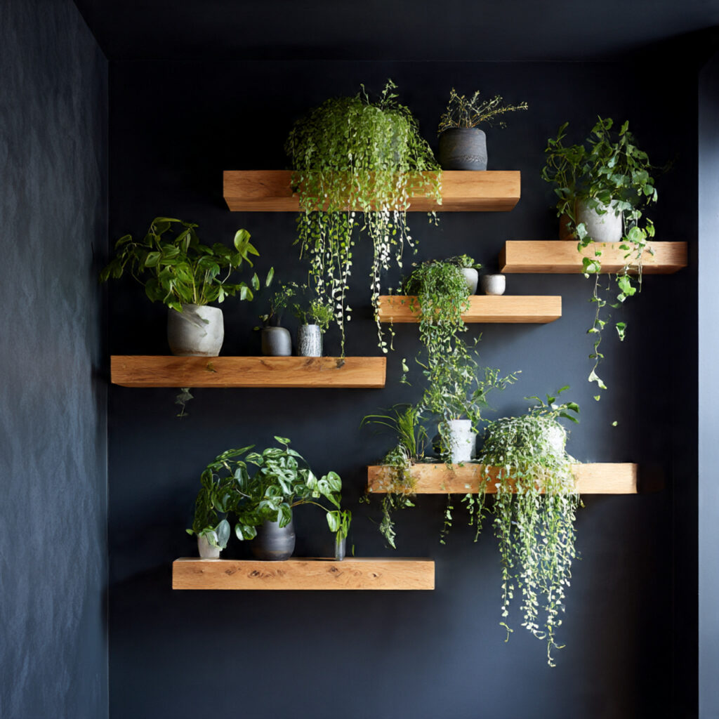 Floating Shelves with Plants