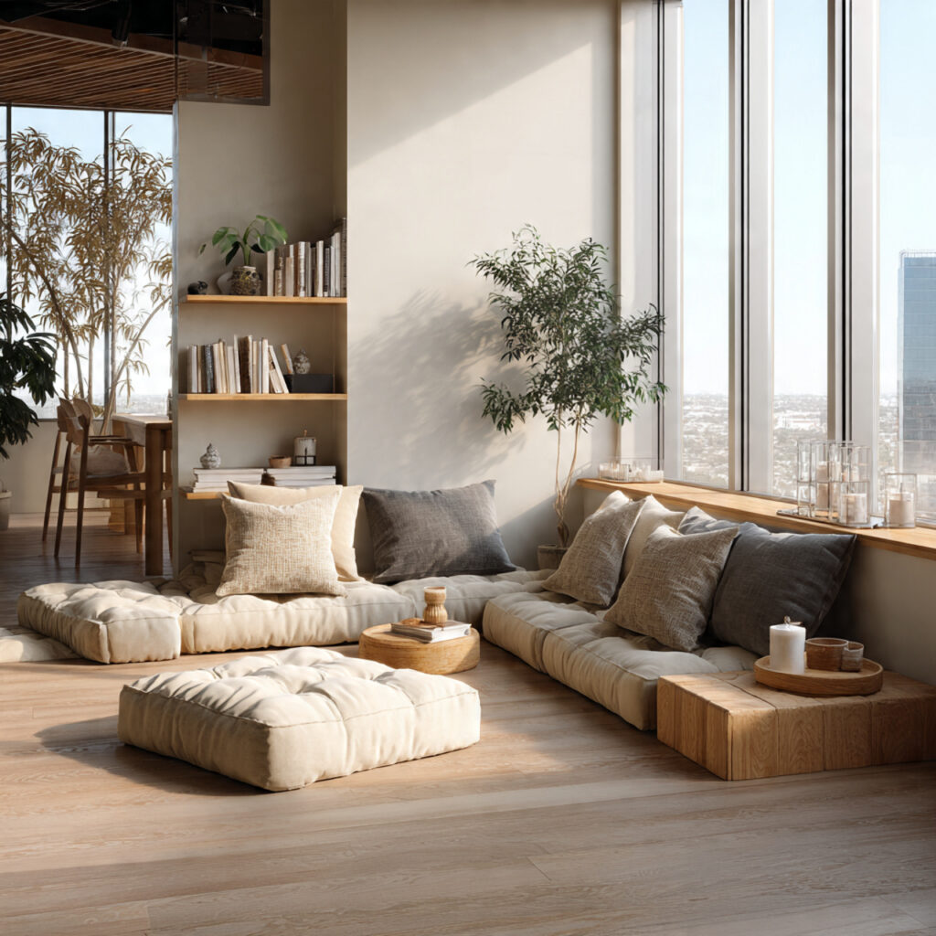 Create the Perfect Japandi Home Office Design 25 Floor Cushions for Breaks