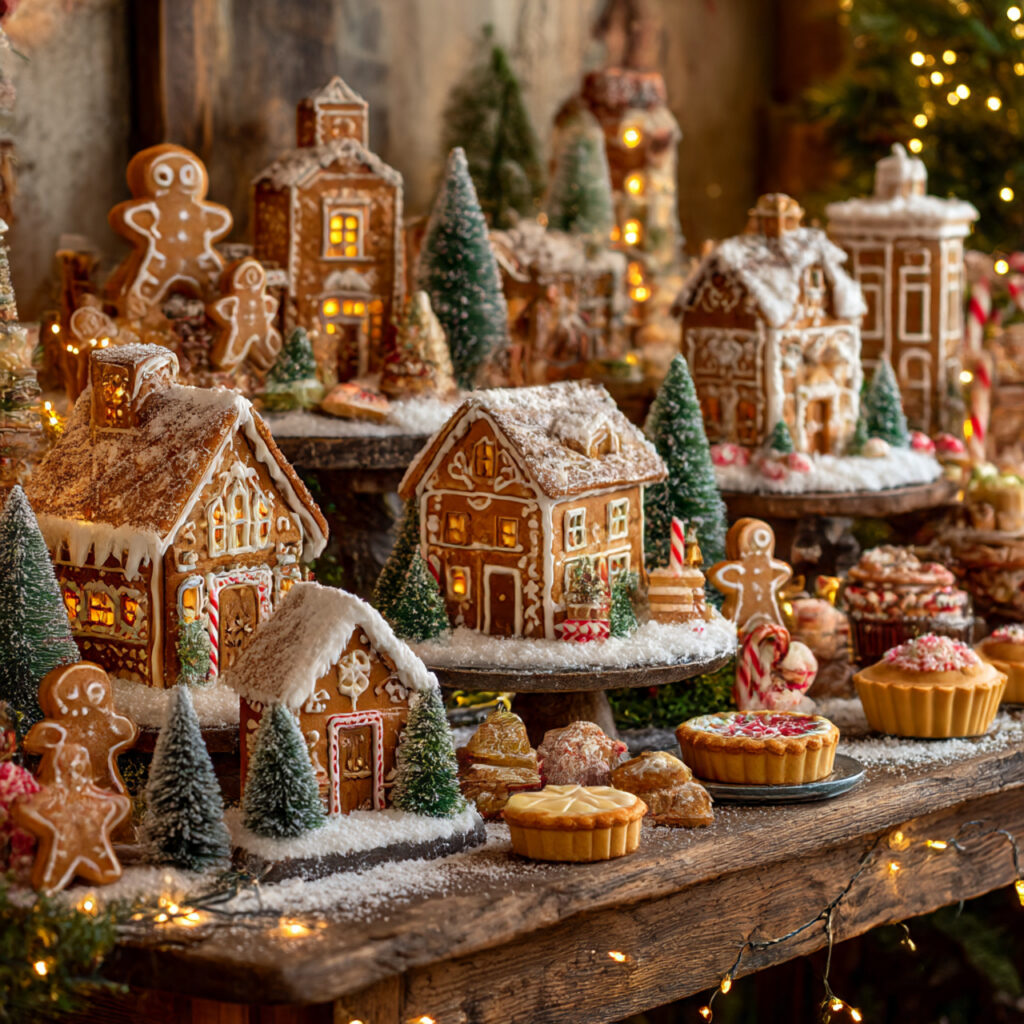 Gingerbread Village and Food Ornament Focus