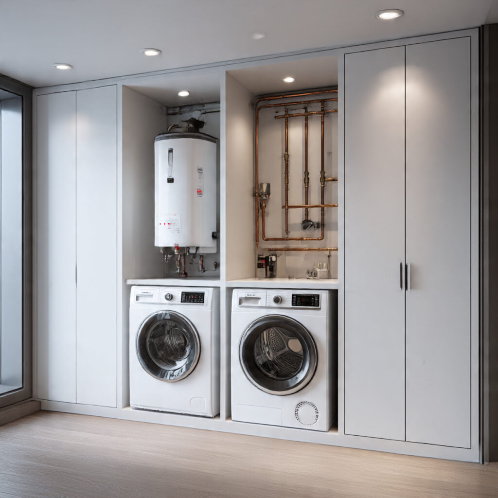 26 Smart Laundry Room Makeover Ideas for Any Budget 21 Hiding Mechanicals with Paneling