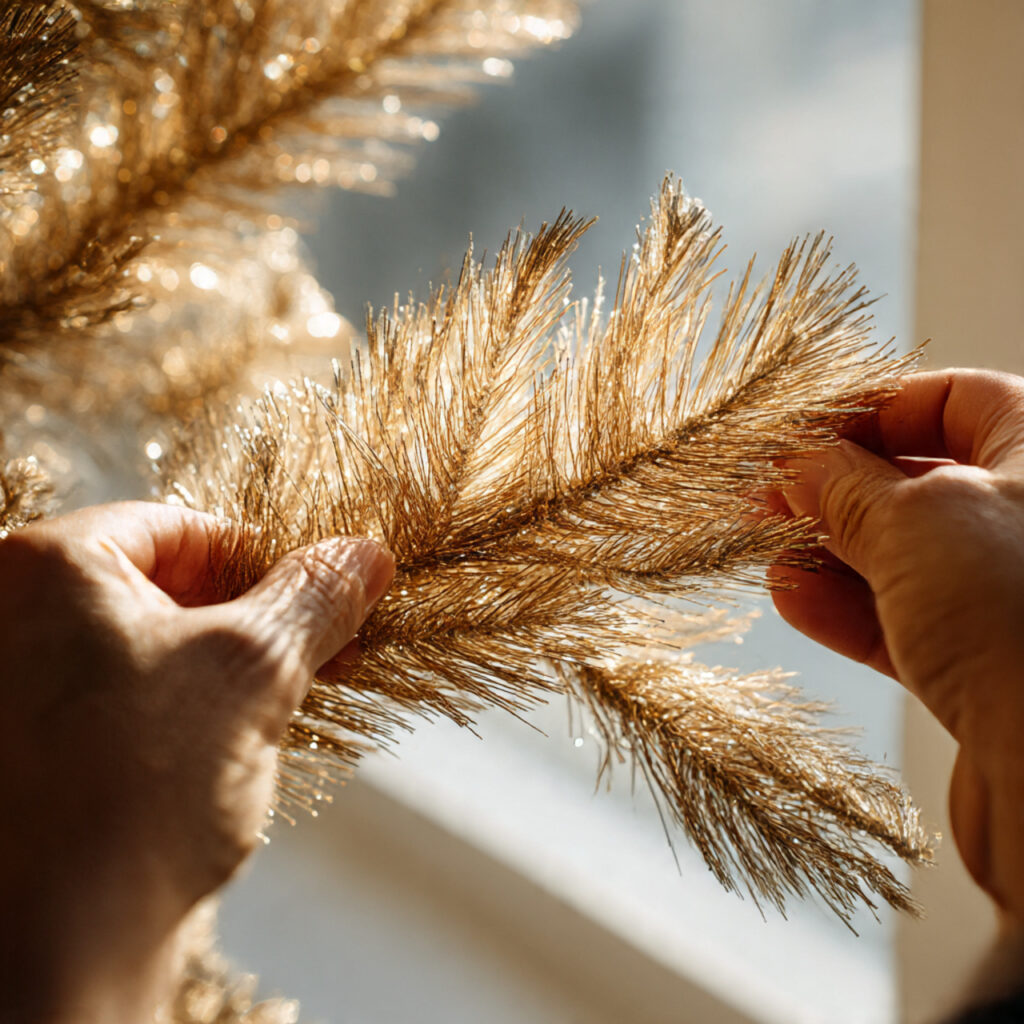 How to Decorate a Gold Christmas Tree Like a Pro 4 How to Fluff a Metallic Christmas Tree
