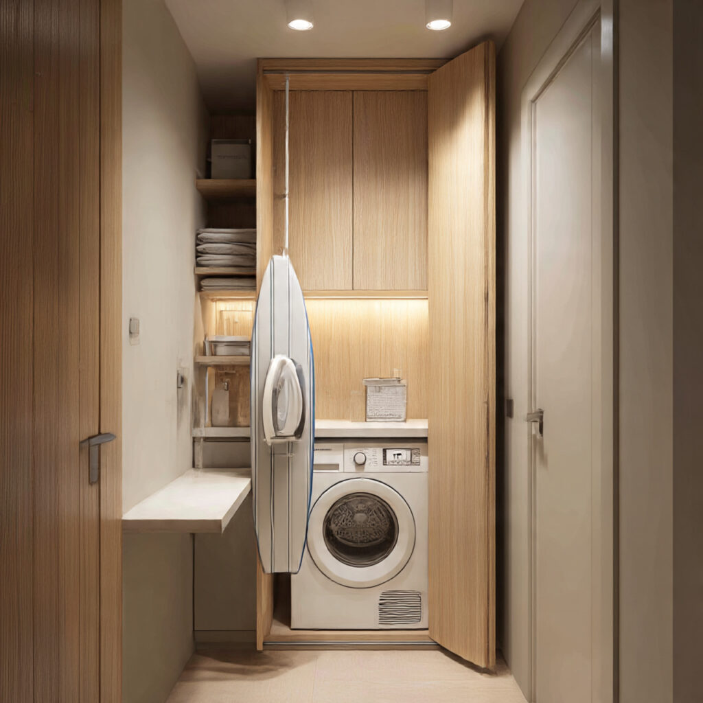 26 Smart Laundry Room Makeover Ideas for Any Budget 7 Incorporating Hidden Ironing Boards