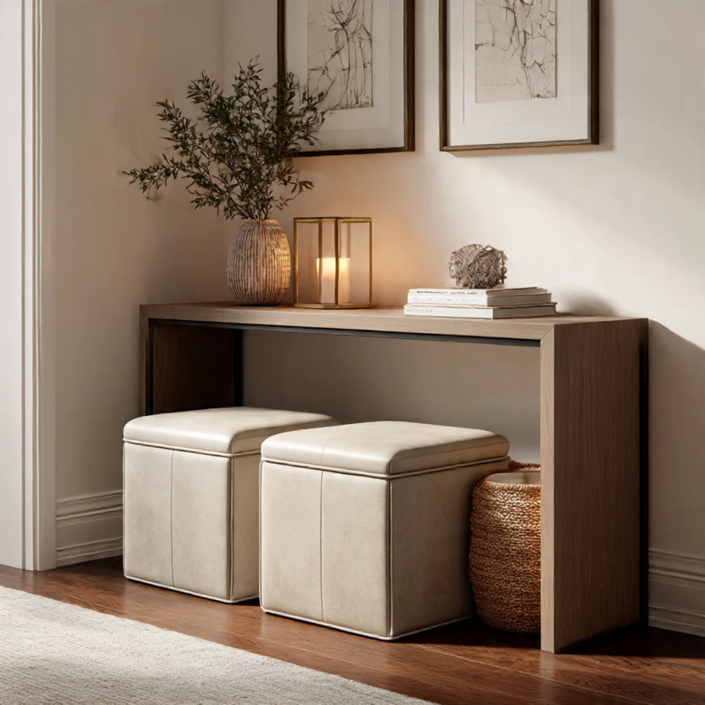 Incorporating Seating with Storage Ottomans