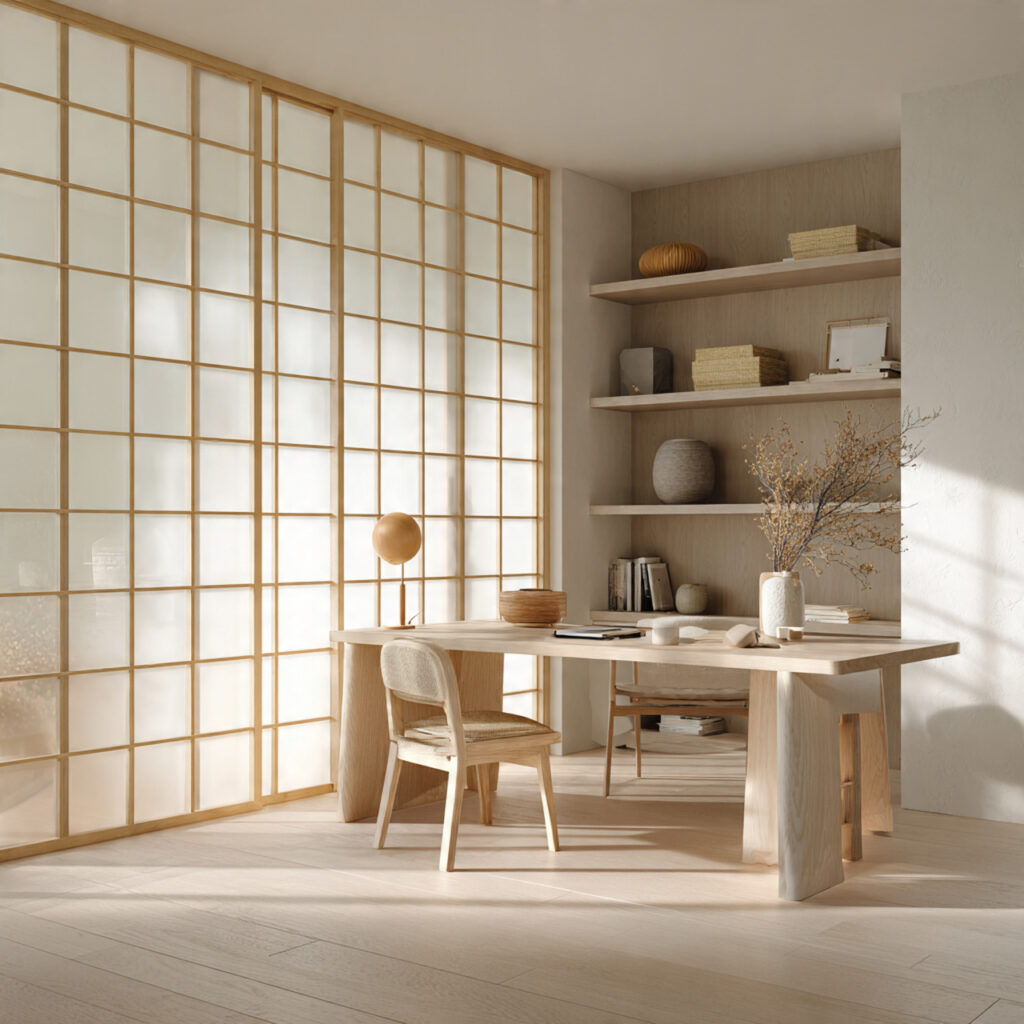 Create the Perfect Japandi Home Office Design 4 Incorporating Shoji Screens