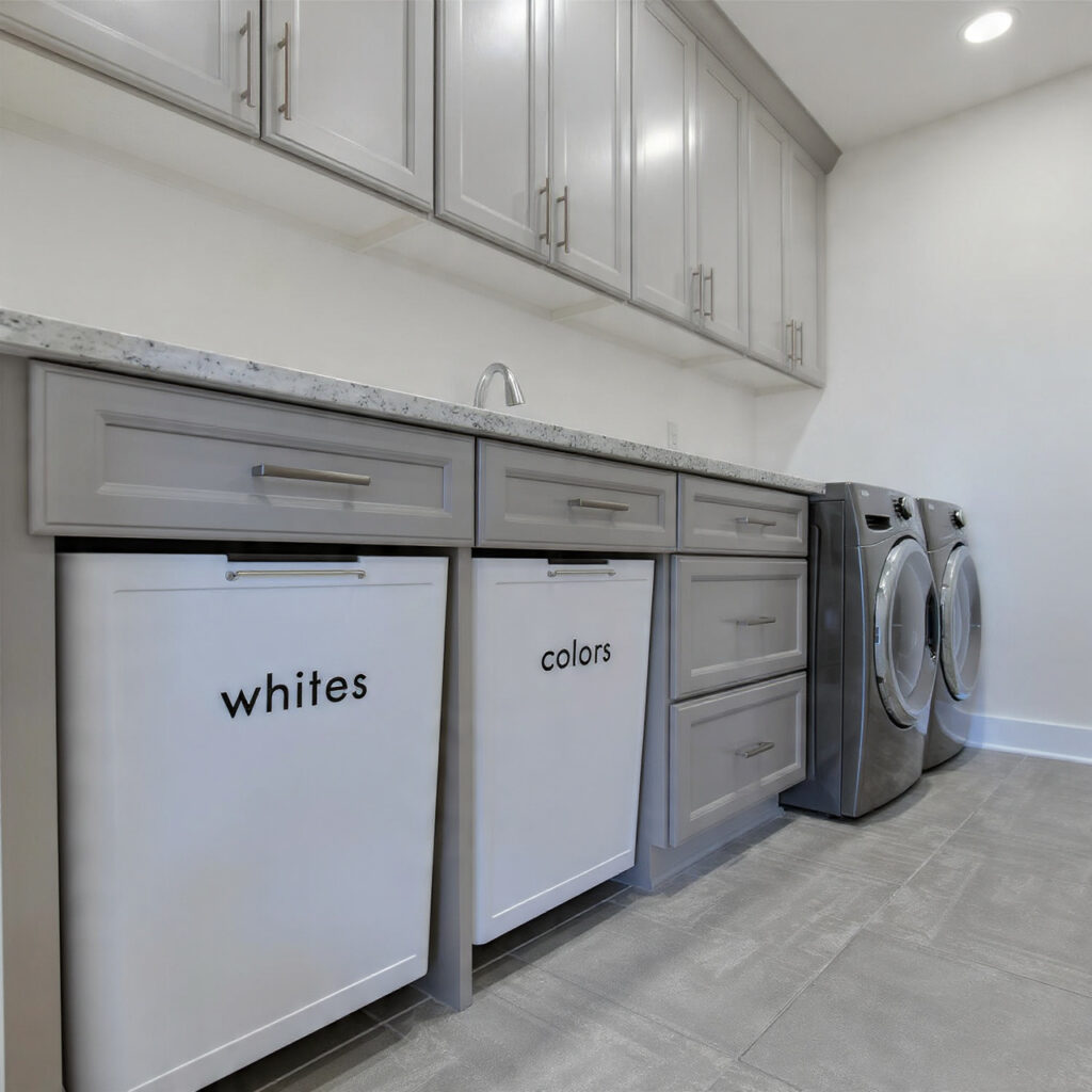 26 Smart Laundry Room Makeover Ideas for Any Budget 14 Integrating Pull Out Hampers