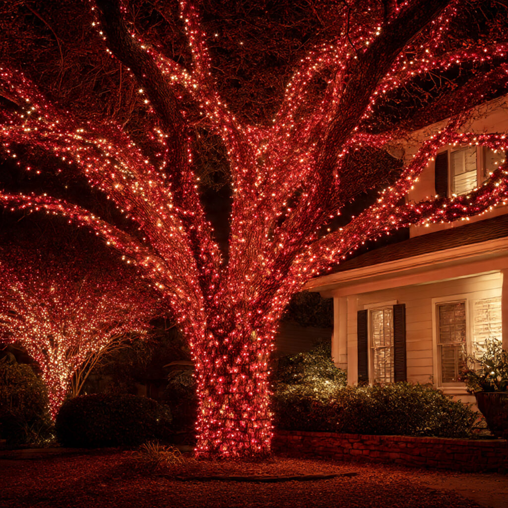 Red and White Christmas Lights for Elegant Holiday Decor 16 Layering Red and White Lights for Visual Depth