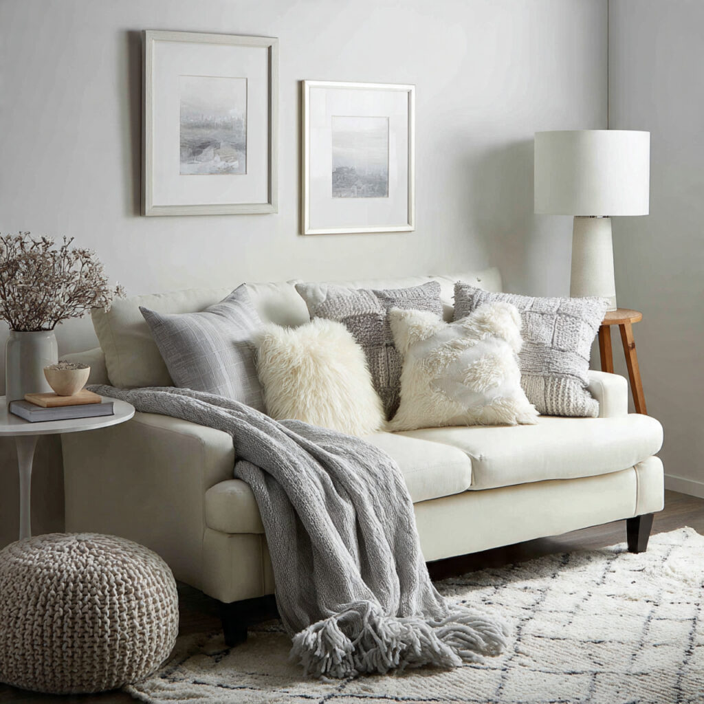 27 Genius White Living Room Ideas for Cozy, Chic Spaces 26 Mixing Tonal Grays with Pure White