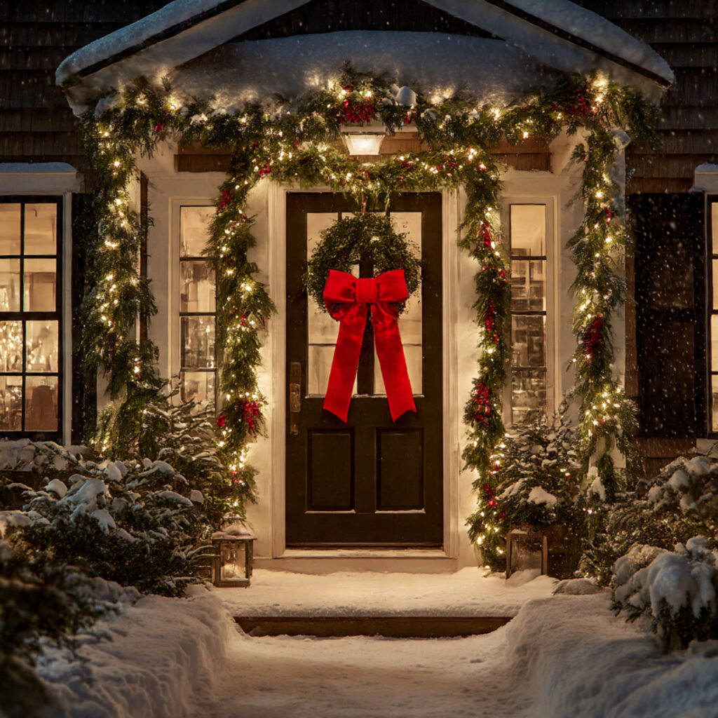 Red and White Christmas Lights for Elegant Holiday Decor 3 Pairing Red and White with Natural Greenery