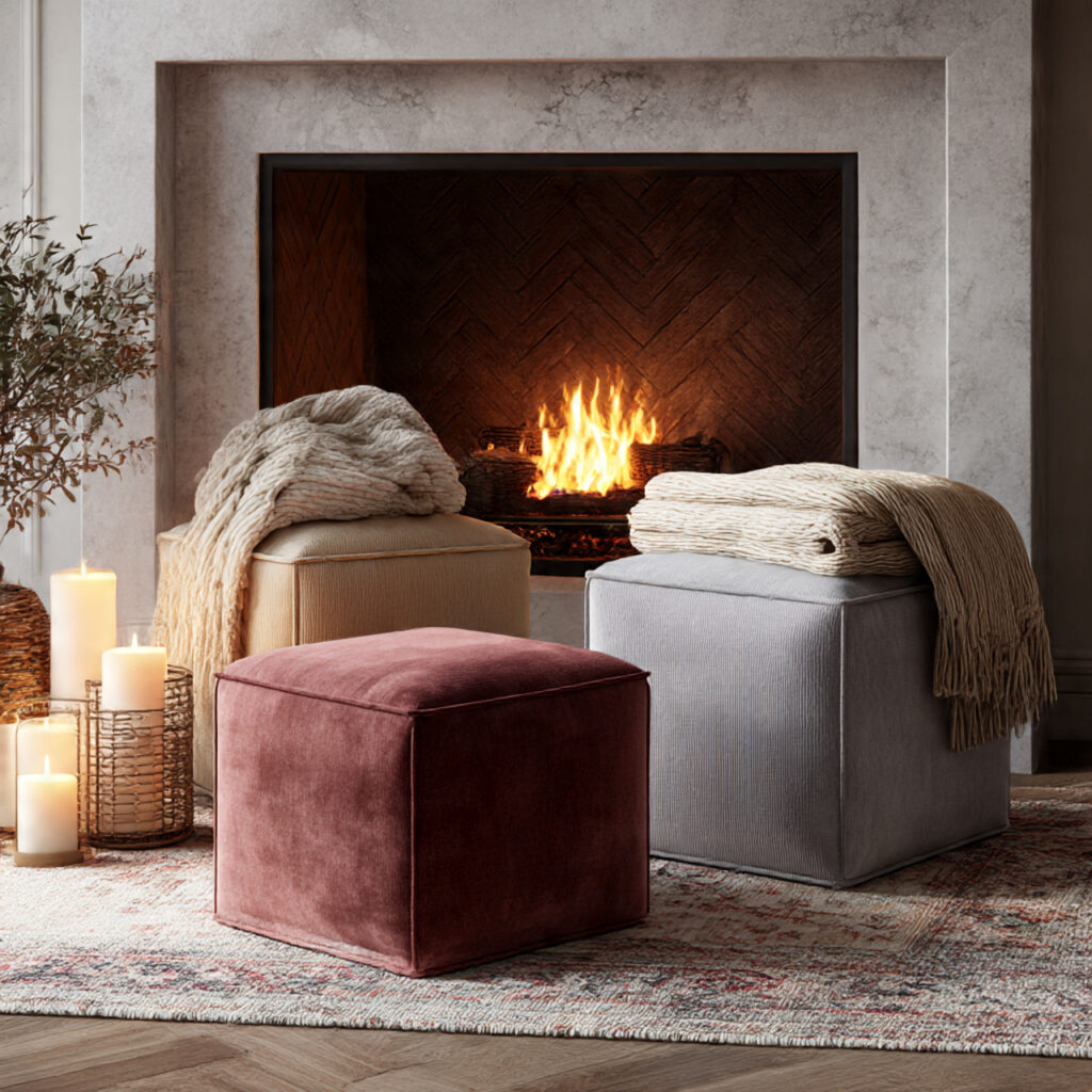 How to Create Stunning Winter Decor at Home 26 Plush Floor Ottomans