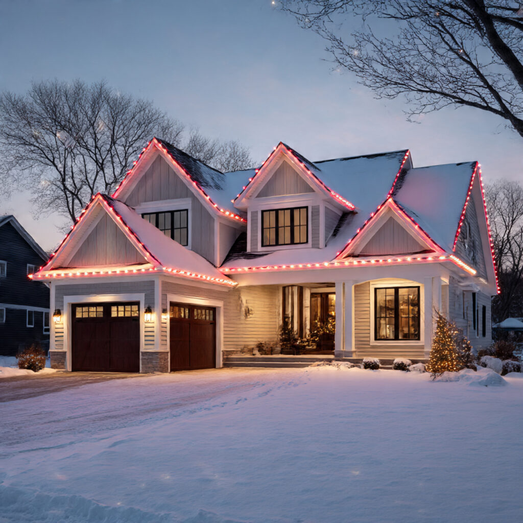 Red and White Christmas Lights for Elegant Holiday Decor 2 Professional Tips for Red and White Roofline Lighting