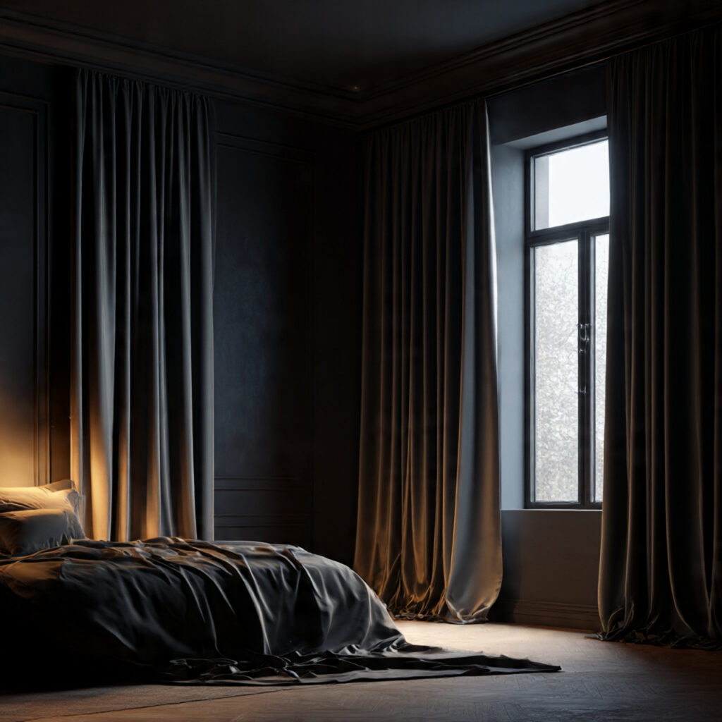 Complete Blog Post Draft: Cozy Moody Bedroom Design 6 The Art of Blackout Curtains