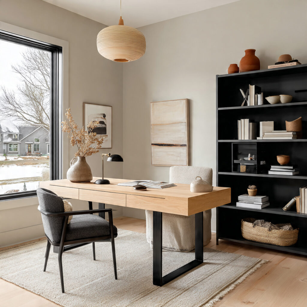 Create the Perfect Japandi Home Office Design 23 The Use of Black Accents