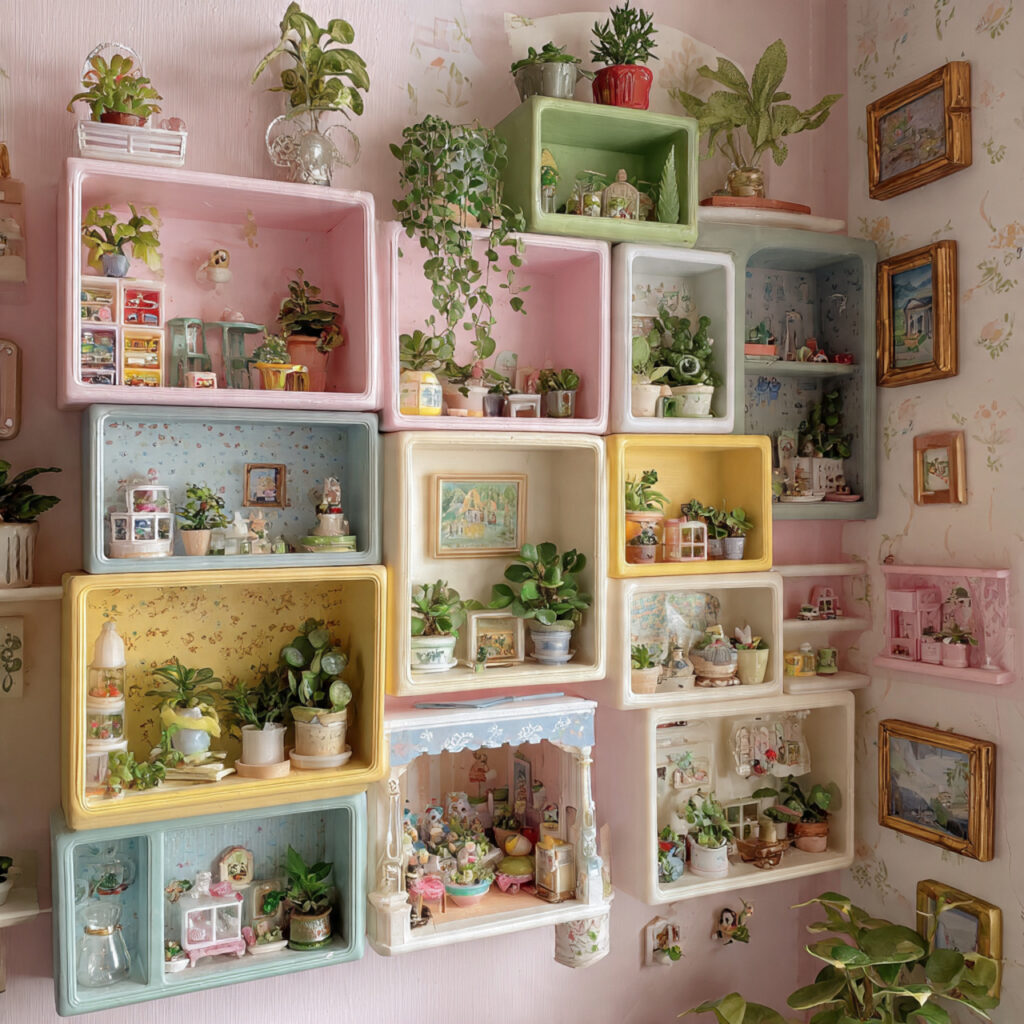 Upcycled Vintage Dollhouse Shelving