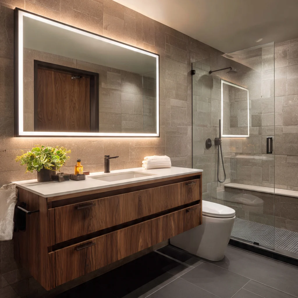 Use Backlit Mirror or Vanity Lighting