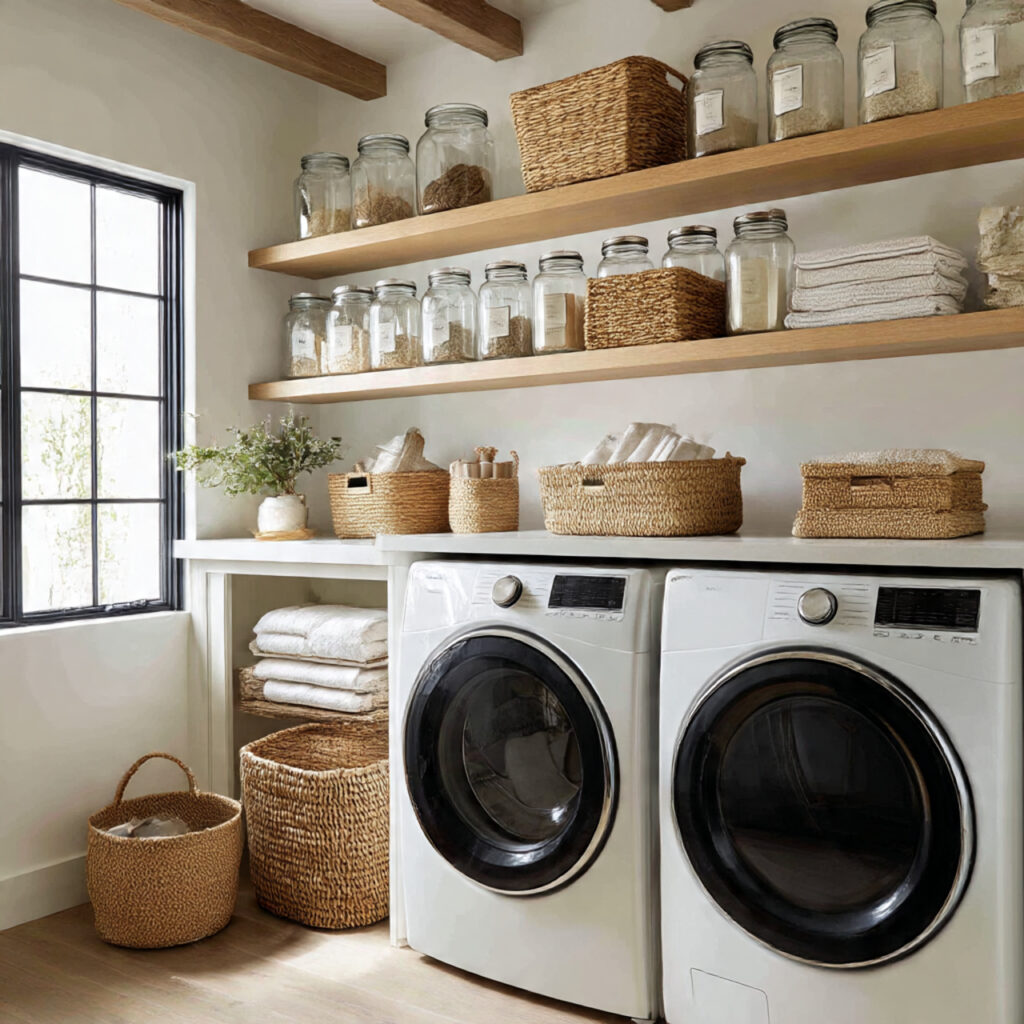26 Smart Laundry Room Makeover Ideas for Any Budget 26 Utilizing Dead Space Above Washer and Dryer
