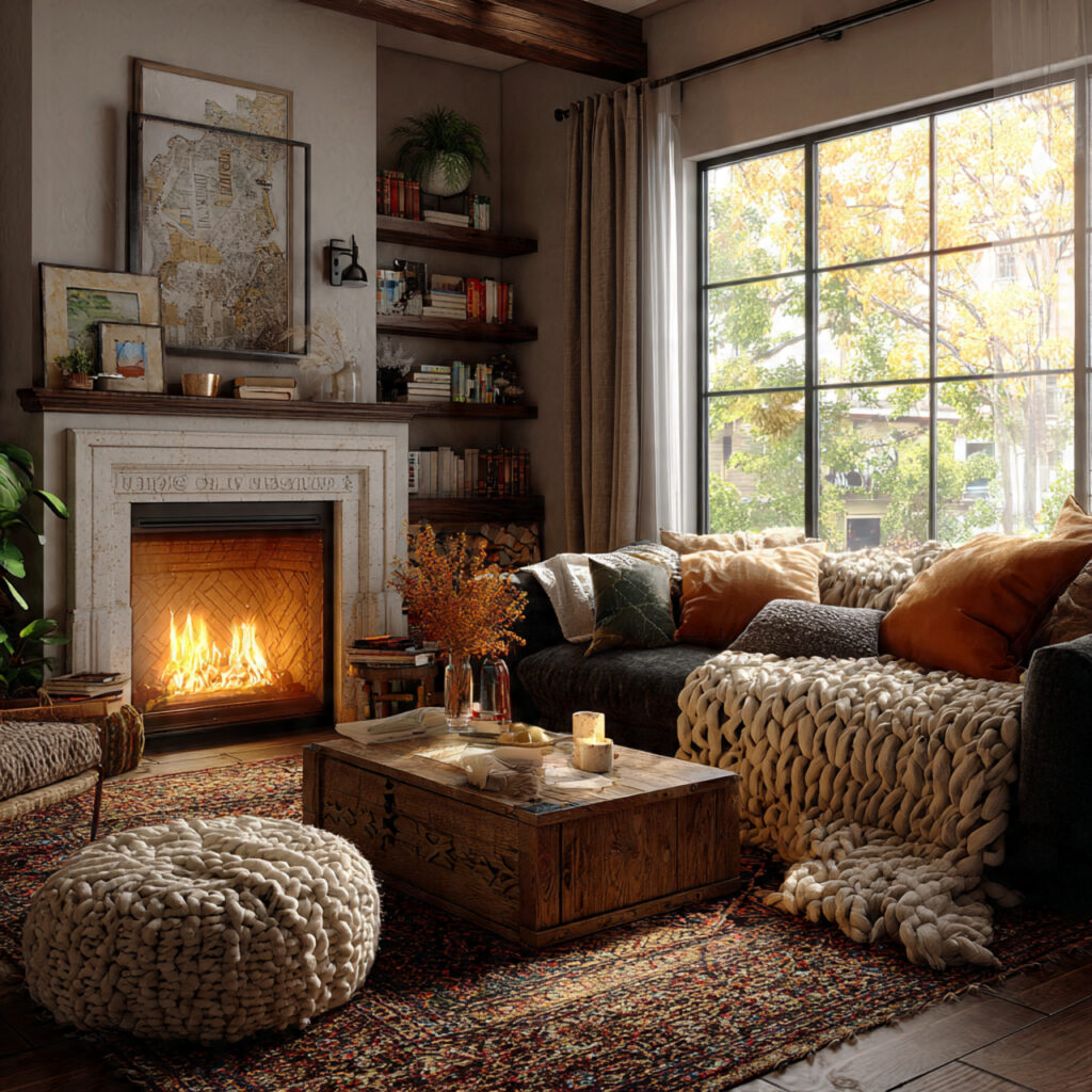 Warm Living Room Textiles
