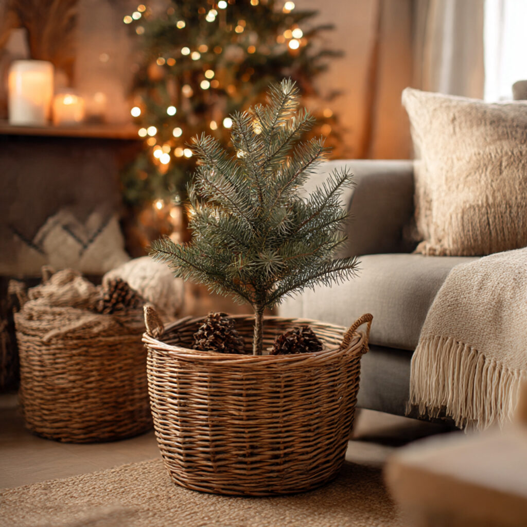 Wicker Basket Tree Stands 1