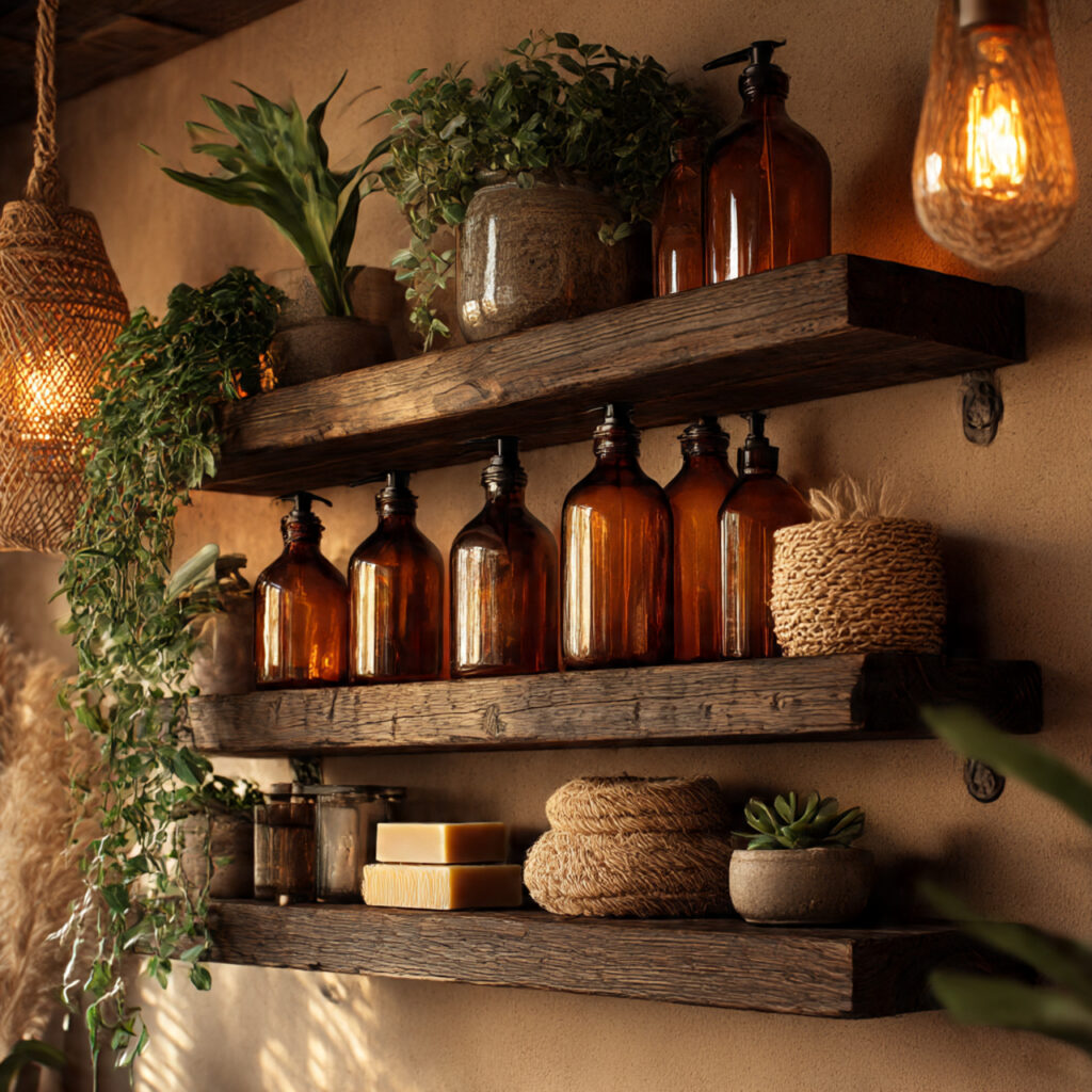 Wood accents and shelving