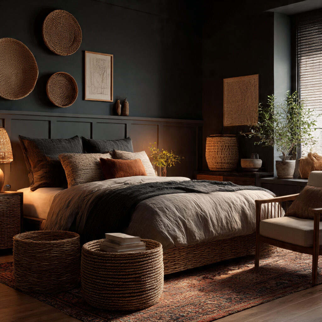 Complete Blog Post Draft: Cozy Moody Bedroom Design 17 Woven Basket Storage Solutions