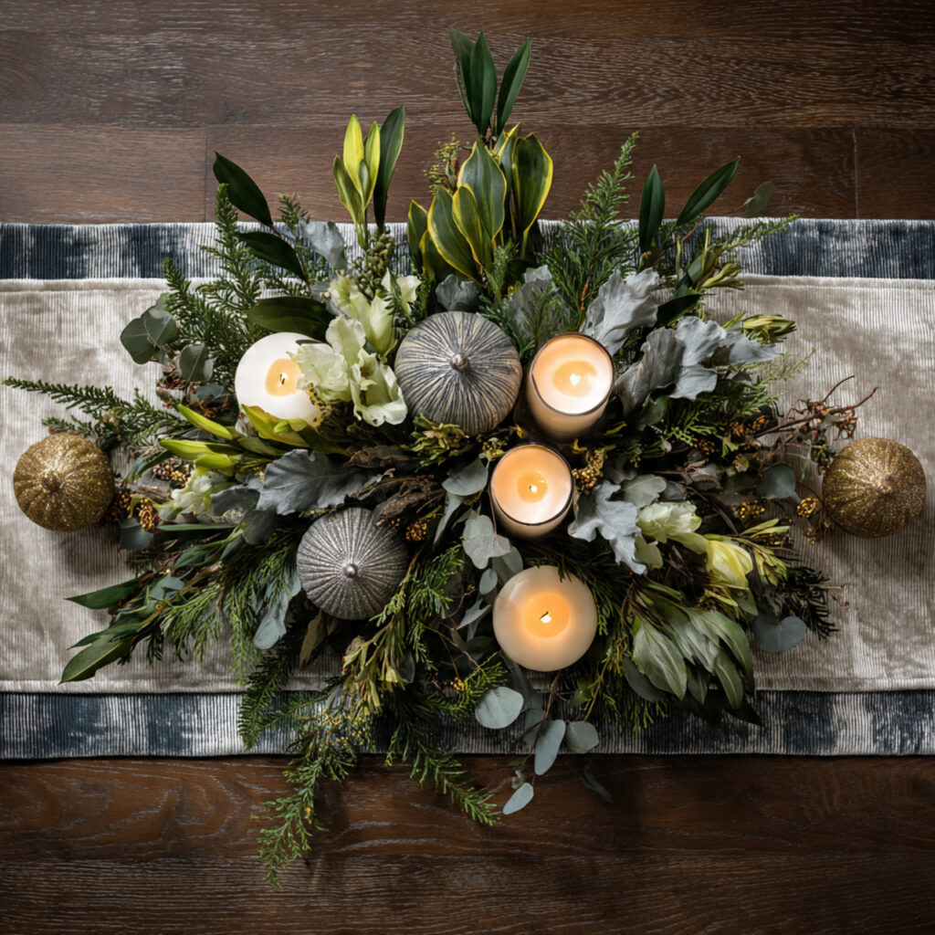 Winter Centerpieces: Festive & Stylish Decor Ideas 22 Holiday Table Runners and Centerpiece Pairing