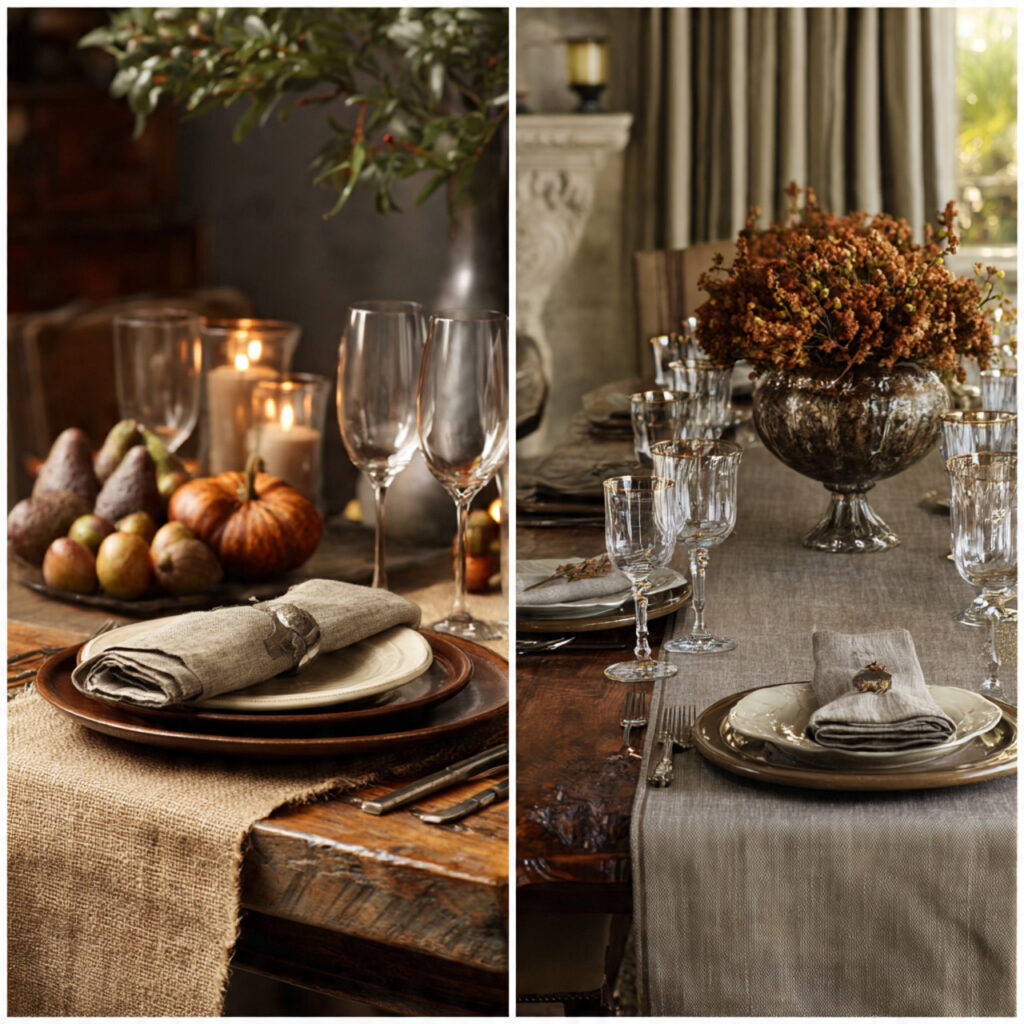 Rustic vs. Formal Table Setting Styles