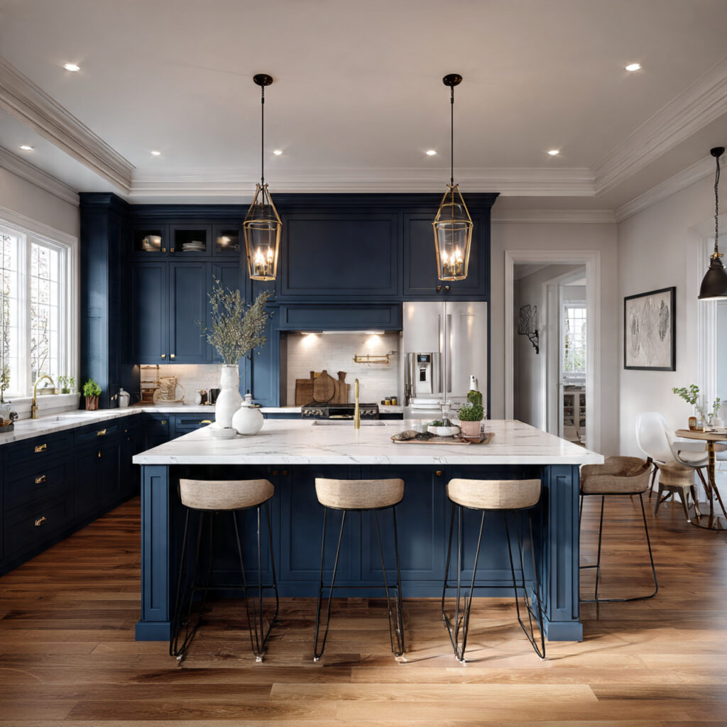 Kitchen Island Guide: Designs, Sizes, Lighting & Layout Tips 21 Blue Kitchen Island Colors