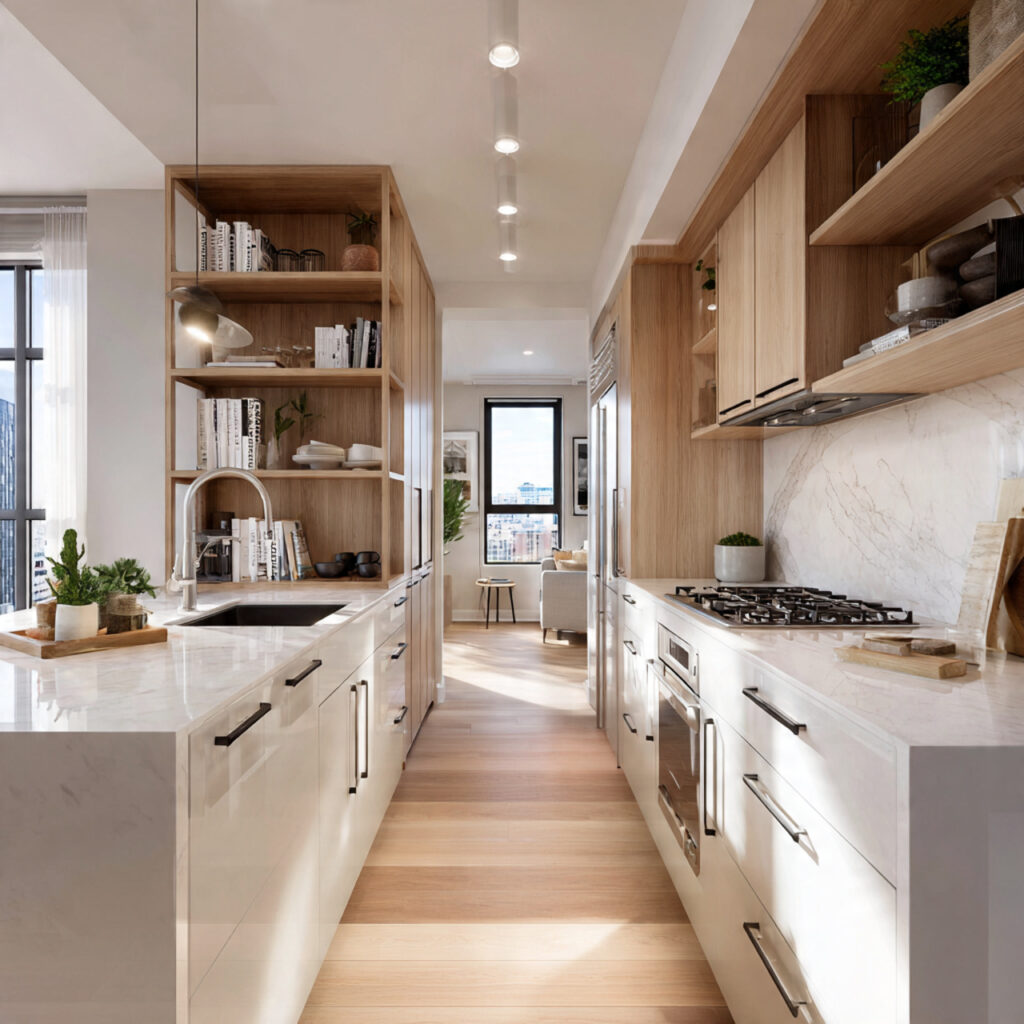 Kitchen Island Guide: Designs, Sizes, Lighting & Layout Tips 22 Narrow Kitchen Island for Tight Spaces