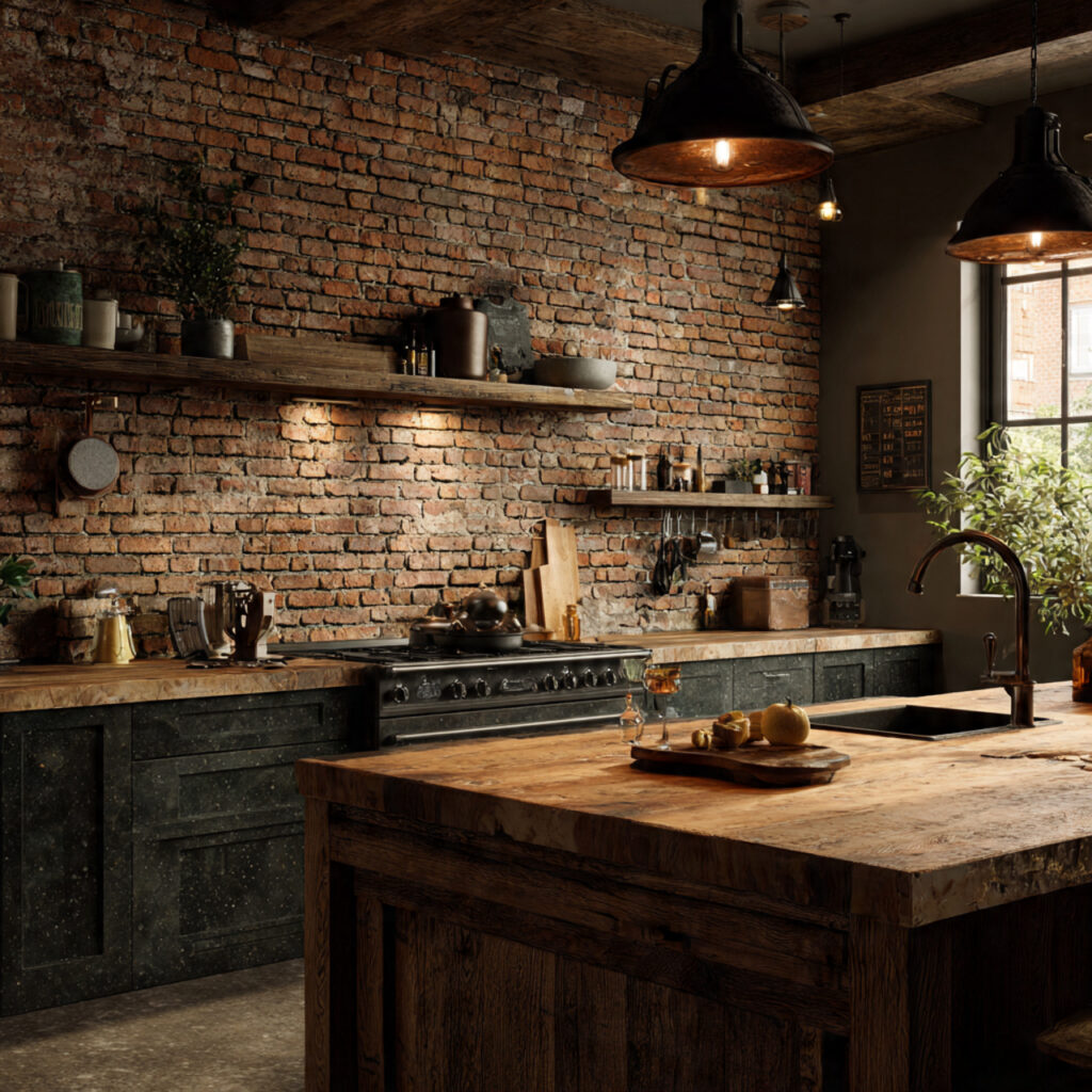 Rustic Brick Backsplash