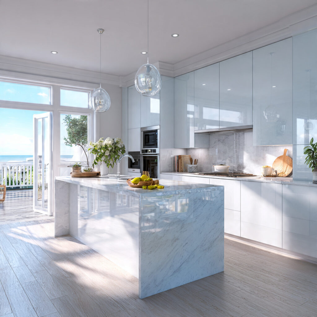 Kitchen Island Guide: Designs, Sizes, Lighting & Layout Tips 20 White Kitchen Island Aesthetics