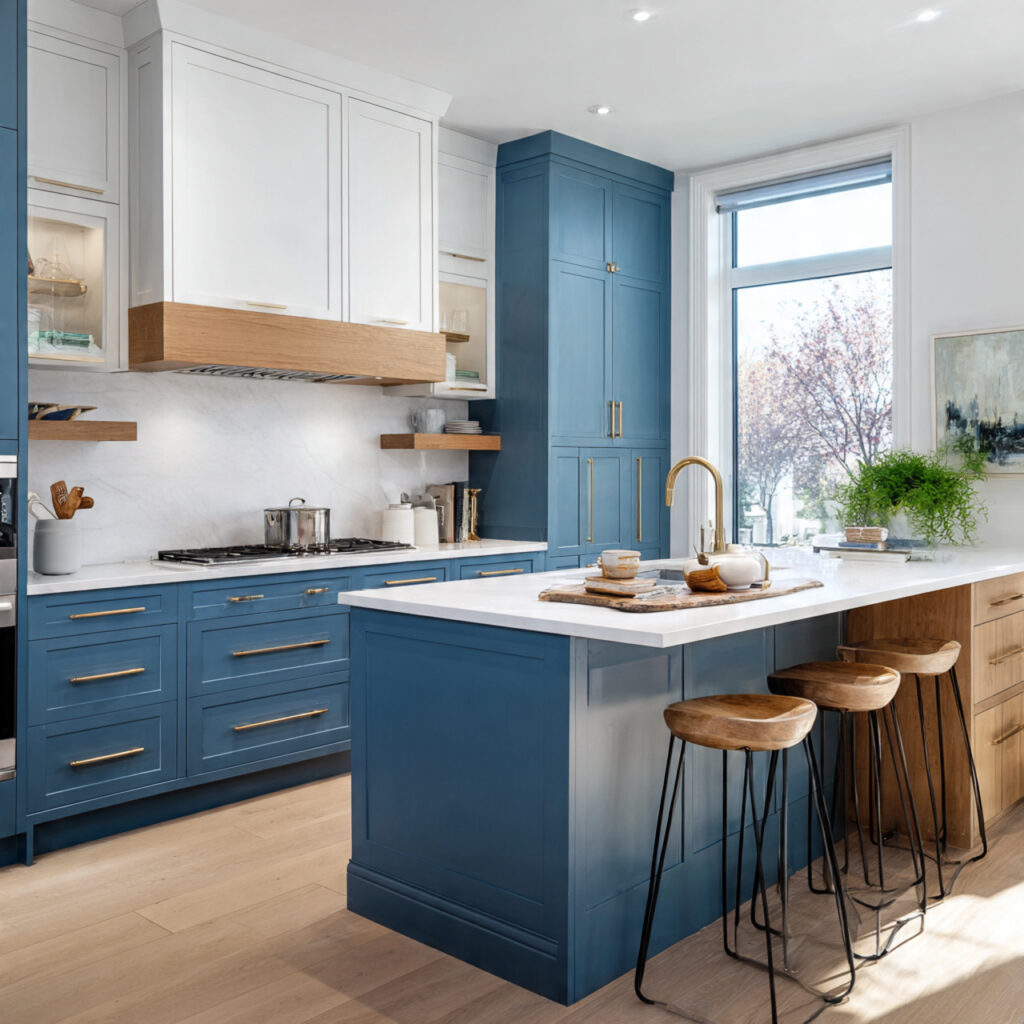 blue kitchen cabinets