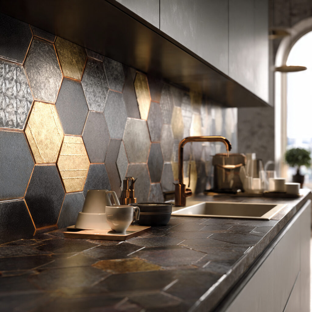 Kitchen Tiles Ideas for Modern, Stylish & Durable Kitchens 4 creative kitchen tiles design featuring hexagon an