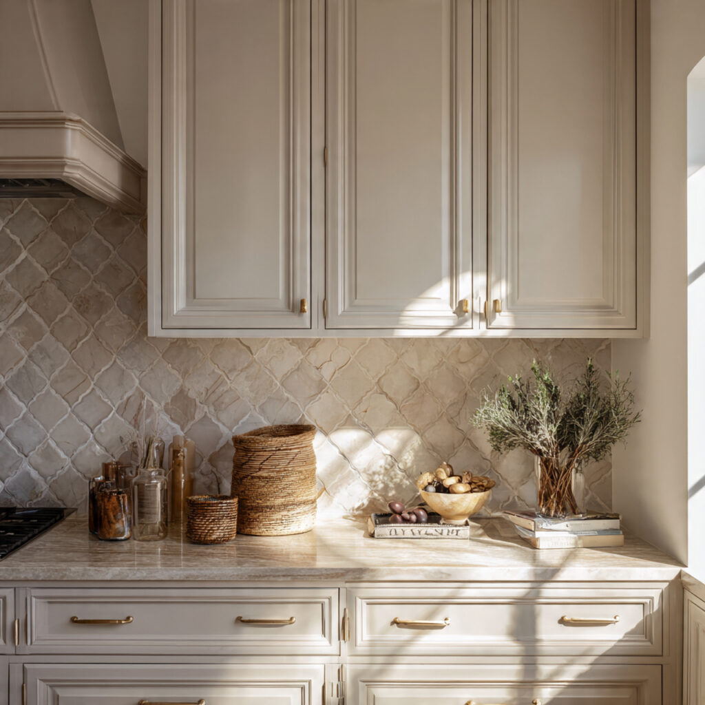 elegant kitchen aesthetic with harmonized textures stylish