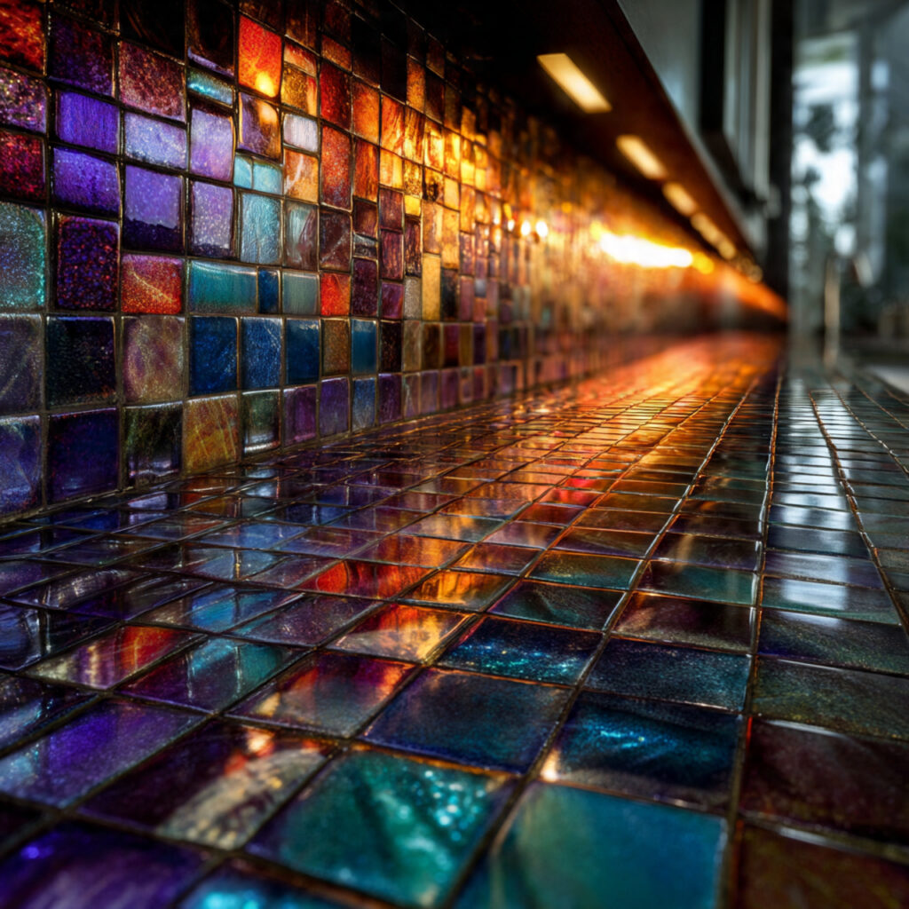 Kitchen Tiles Ideas for Modern, Stylish & Durable Kitchens 13 glass mosaic tile backsplash reflecting light vibr