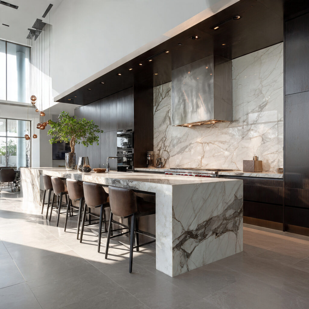 Kitchen Tiles Ideas for Modern, Stylish & Durable Kitchens 14 large format slab tiles in modern kitchen floor an