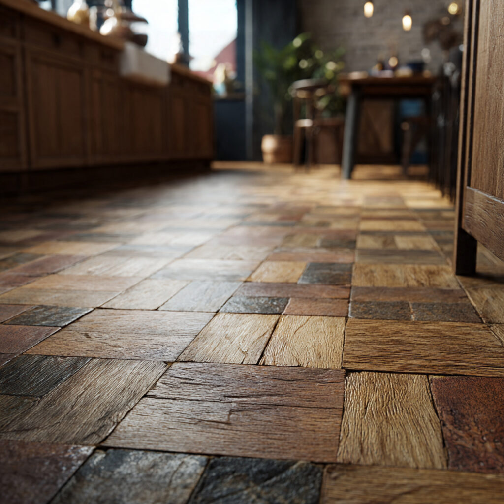 ultra realistic 8k hdr detailed kitchen floor text