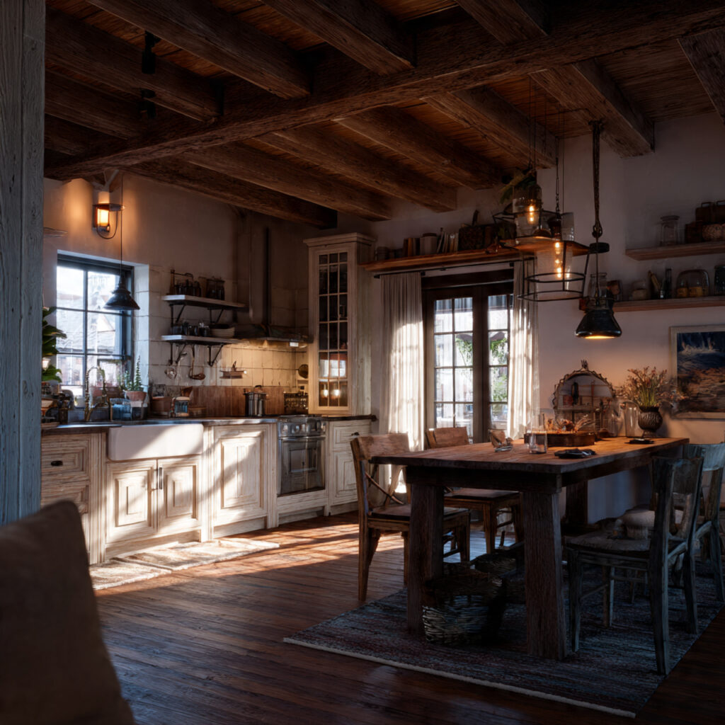 ultra realistic 8k hdr farmhouse bloxburg kitchen