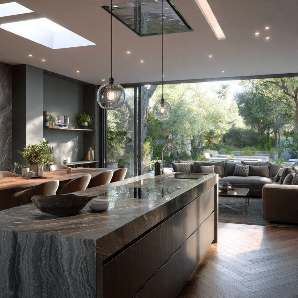 ultra realistic 8k hdr open plan kitchen connected 1