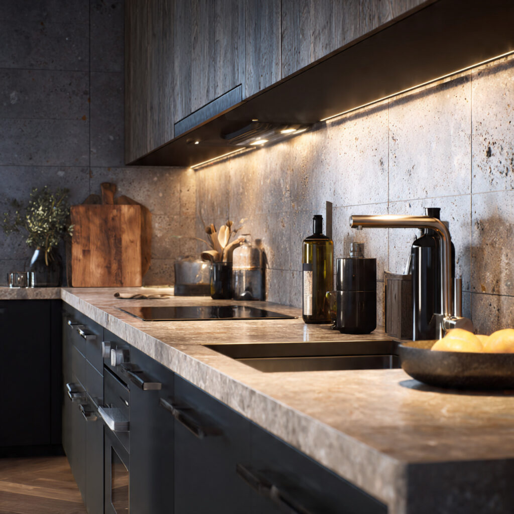 ultra realistic 8k hdr staged kitchen build scene