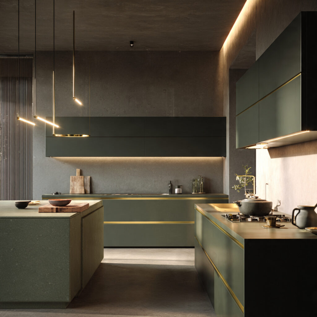 ultra realistic 8k feature image demonstrating layered kitchen